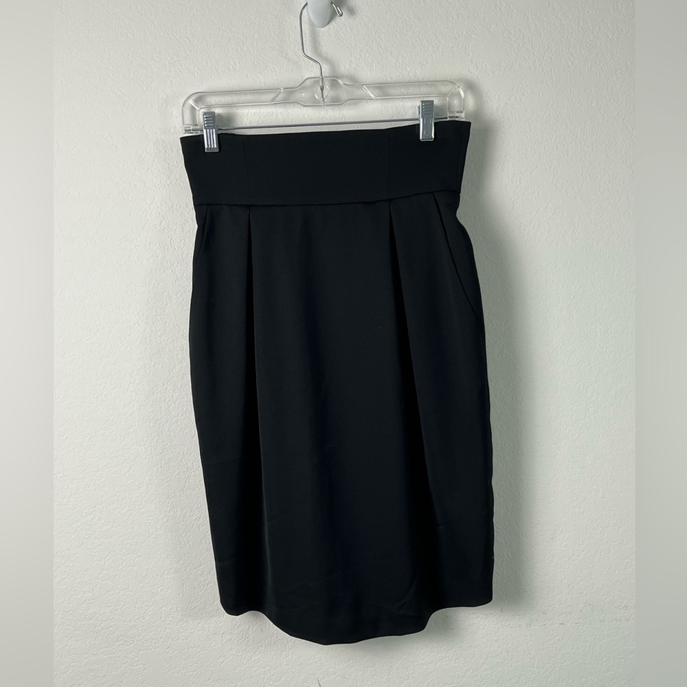 Y and Kei Water The Earth Black Wool Blend Pencil Skirt